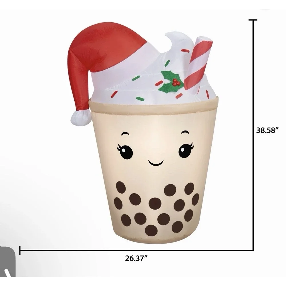 3.2‎ Ft Boba Tea Christmas Airblown Inflatable Yard Decor Self-Inflates LED NEW